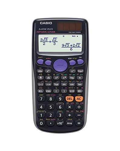 CASIO FX-87DE Plus wissenschaftlicher Taschenrechner / Schulrechner mit 502 Funktionen und natürlichem Display, Solar/Batterie
