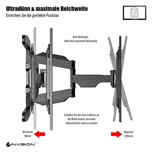 Invision® TV Wandhalterung Ultrastarker Doppelarm Schwenkbar