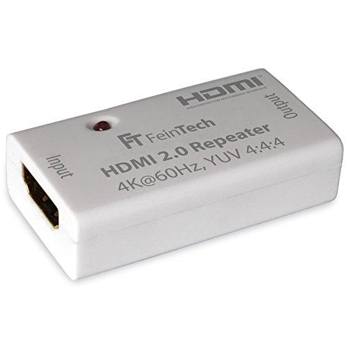 FeinTech VMR00100 HDMI 2.0 Repeater Signal-Verstärker (UHD 4K 60 Hz, HDR), 50 m Reichweite, HDCP 2.2, weiß