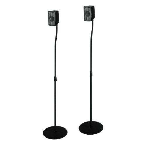 Hama Lautsprecherständer (höhenverstellbar bis 123 cm, je 5 kg belastbar, versteckte Kabelführung) 2er-Set, schwarz