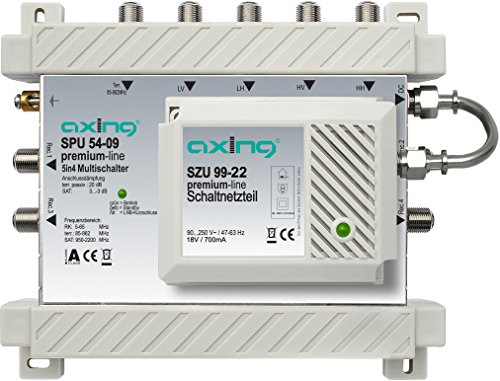 Axing SPU 54-09 SAT-Multischalter 4 Teilnehmer Premium-Line aktiv Quad-tauglich energiesparend (5 x 4)