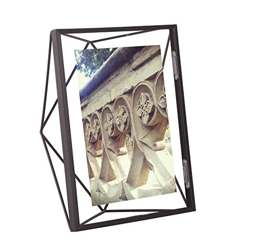 Umbra Prisma 13×18 cm Bilderrahmen – Wand- und Tisch Fotorahmen für Bilder, Kunstdrucke, Illustrationen, Graphiken und Mehr, Metall / Glas, Schwarz