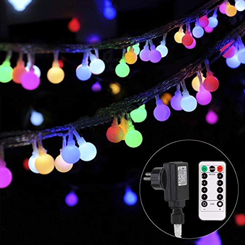 Lichterkette strombetrieben B-right 100 LED Globe Lichterkette, Lichterkette bunt, Innen- Außen Lichterkette glühbirne Fernbedienung,Weihnachtsbeleuchtung für Weihnachten Hochzeit Party Weihnachtsbaum