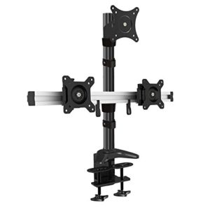 HFTEK 3-Fach Monitorarm – Triple – Halterung Halter Tischhalterung für 3 Bildschirme von 15 – 27 Zoll mit Tisch-Klemme – VESA 75/100 (MP223C-L)