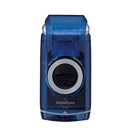 Braun MobileShave M-60 elektrischer Rasierer (vollständig abwaschbarer Rasierapparat, Elektrorasierer für unterwegs) transparent-blau