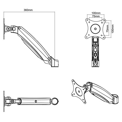 Support De Bureau Pour écran – 15 à 27 Pouces – VESA 75/100 – Rotation 360°, Inclinaison Réglable – Capacité 6 Kg – Blanc