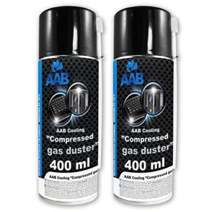 AAB Reinigungsspray 2 x 400ml | Druckluft aus der Dose | Reinigung von Multimedia- und Bürogeräte, Tastatur, Bildschirmen, Spielekonsolen, Computergehäuse | Air Duster | Luft-druck | Pressluft