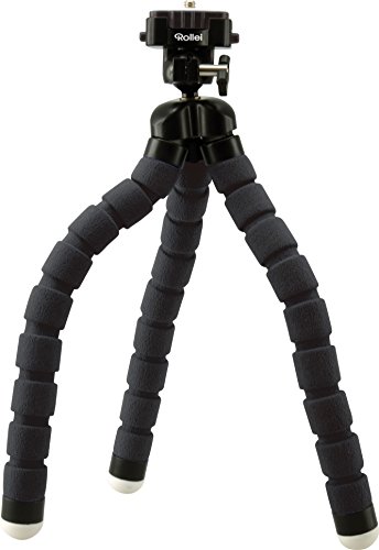Rollei Monkey Pod – Biegsames Mini Stativ mit flexiblen Beinen, Max. Höhe 27 cm – inkl. Kugelkopf, rutschfesten Gummifüßen und Schnellwechselplatte – Schwarz