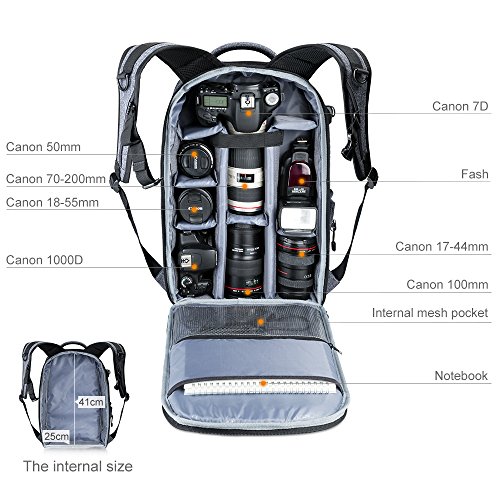 K&F Concept Kamerarucksack Fotorucksack Kamera Rucksack Spiegelreflex ...