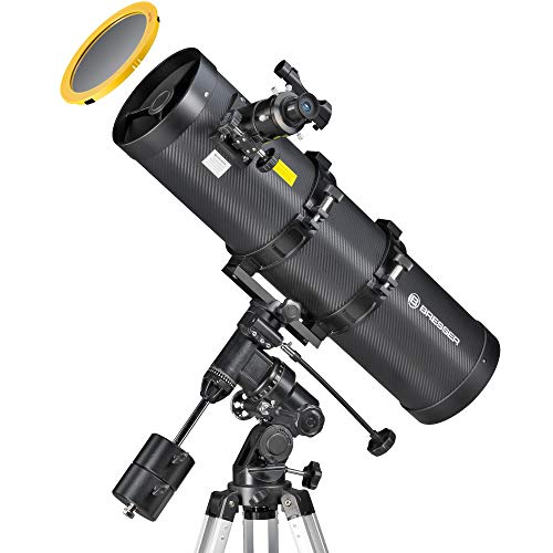 Bresser Teleskop Pollux 150/750 mit EQ3 Montierung für Nacht und Sonnenbeobachtung durch hochwertigen Objektiv-Sonnenfilter zur gefahrlosen Beobachtung der Sonne