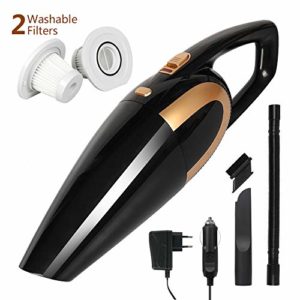 Handstaubsauger Akku Beutellos, Auto Staubsauger Kabellos, 6000PA mit Starkem Sog, Wiederaufladbarer Handsauger für das Auto zu Hause Nass & Trocken, 2 Waschbare Filter + 2 Ladeadapter