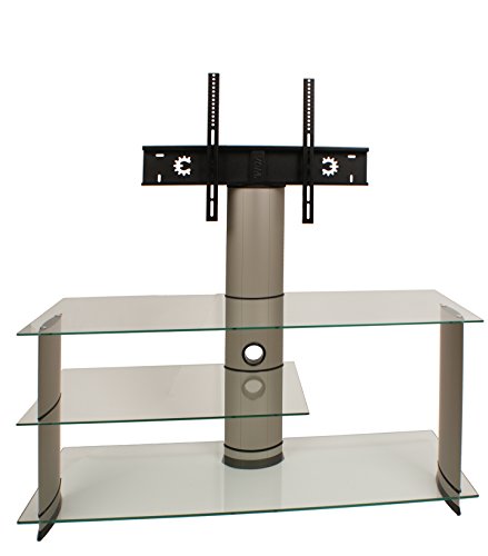 VCM TV Rack Lowboard Konsole Fernsehtisch LCD LED Möbel Glastisch Tisch Schrank Aluminium Silber / Klarglas