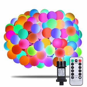 Lichterkette Bunt, Afufu 100er LED Kugel Lichterkette 13m Innen/Außen mit Fernbedienung, RGB, erweiterbar, Memory-Funktion 8 Modi Deko Glühbirne, Party, Garten, Hochzeit, Weihnachtsdeko (Bunt)