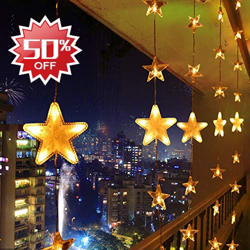 LED Lichterkette Warmweiß 80 Sterne Lichtervorhang 140 LED Außen Innen