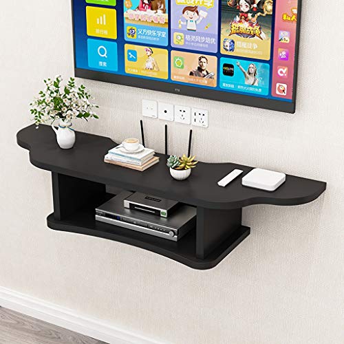 JF-TVQJ TV Wanddekoration Wand Massivholzregal, Wohnzimmer 2-Schicht-TV