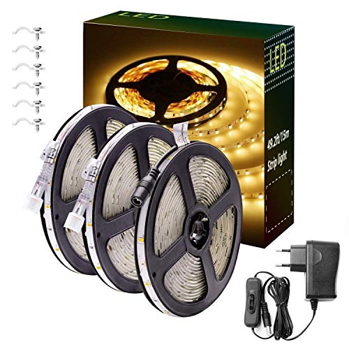 Onforu 15M LED Streifen mit Netzteil | IP65 Wasserdicht LED Strip 450