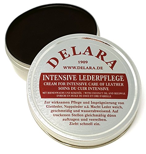 DELARA Intensive Lederpflege, schwarz, 75 ml – Imprägniert und schützt Leder sehr wirksam Rezeptur mit hochwertigem Kokosöl und Bienenwachs – Made in Germany