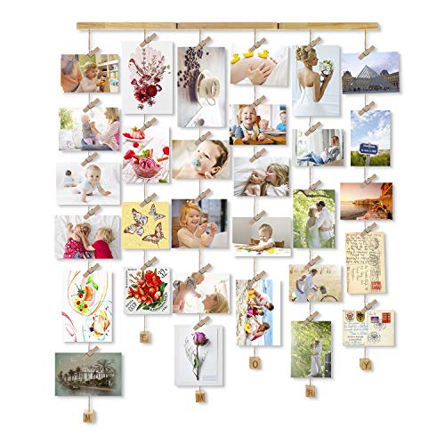 Fotowand Mit Holzklammern – DIY Fotogirlande Mit 6 Schnüren, 20 Clips & 5 Herzen