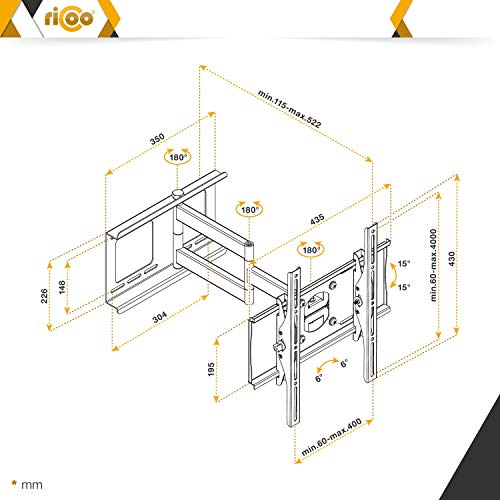 RICOO TV Wandhalterung R23-S Universal für 32-65 Zoll (ca. 81-165cm