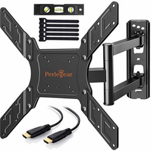 Perlegear TV Halterung, Schwenkbare Neigbare Wandhalterung für 23-55 Zoll Flach&Curved Fernseher bis zu 45Kg, max.VESA 400x400mm