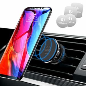 FLOVEME Kabel-Klammer Handyhalter Fürs Auto, Magnet KFZ Handyhalterung mit 4 Magnetischen Metallplatten Für iPhone XS MAX/XS/XR/X/8/7/6P, Samsung S9/S8/S7, Huawei – Schwarz