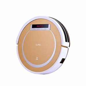 ILIFE V55 Roboter-Staubsauger ohne Beutel schwarz / weiß | Saugroboter für Teppiche, Tierhaare, Hartböden und Kunststoff| Automatischer Reinigung Ladestation | Absturzsicherung | | LCD-Bildschirm