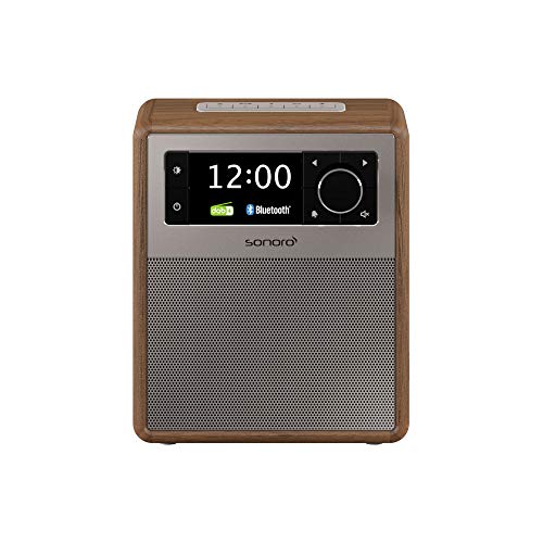 sonoro Easy Digitalradio (UKW/FM/DAB+, AUX-in, USB, Bluetooth) Walnuss – Tragbarer Radio-Wecker