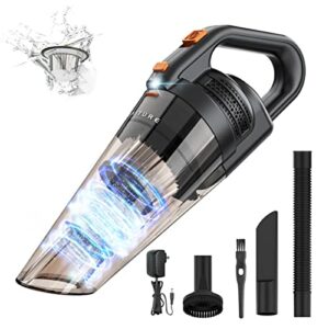 HONITURE Handstaubsauger 9500Pa, Akku Handsauger Kabellos Autostaubsauger (Nass/Trocken, 135W, 2600mAh Akku, Mit LED Taschenlampe) für Auto Zuhause Wohnmobil Tierhaare (braun)