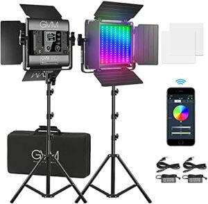 GVM 800D RGB LED Videoleuchte mit Stativ, APP Control Video LED dauerlicht fotografie rgb, dimmbares 3200-5600K LED Video Licht panel für Fotografie Youtube Studio Videobeleuchtung, led videolicht rgb