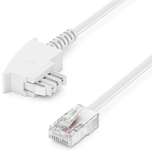 deleyCON 10m Routerkabel TAE-F auf RJ45 (8P2C) Anschlusskabel Kompatibel mit DSL ADSL VDSL Fritzbox Internet Router an Telefondose TAE – Weiß