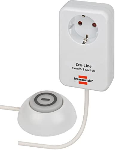 Brennenstuhl Eco Line Comfort Switch Adapter EL CSA 1 (Steckdose mit beleuchtetem Hand-/Fußschalter, mit erhöhtem Berührungsschutz, 1,5m Kabel)
