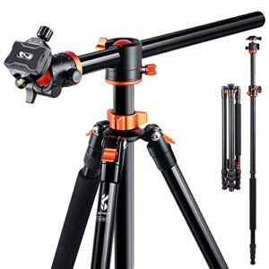 K&F Concept 238CM Stativ, T254A8(SA254T1) Kamerastativ mit verlängerten 90° Mittelsäulen, 360° Panorama Fotostativ mit Tragtasche, Tripod mit Schnellwechselpatte für Digitalkamera