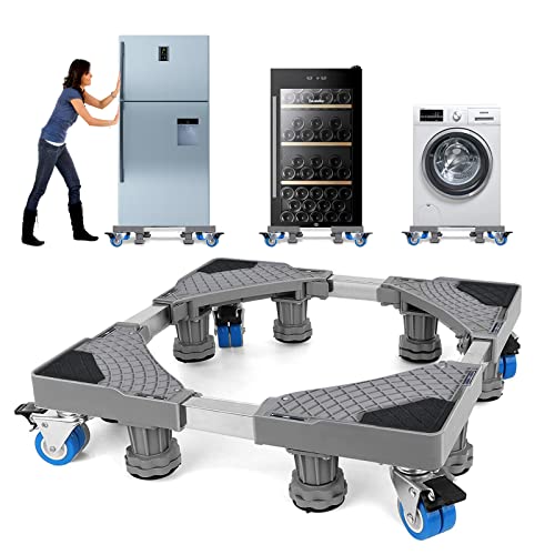 NIUXX Waschmaschine Sockel Untergestell mit 8 Füßen+4 Räder für Waschwaschine,Kühlschrank und Trockner,Verstellbare Waschmaschinensockel mit Rutschfester Stoßdämpfungsfunktion,(Einstellbare:41-64cm)