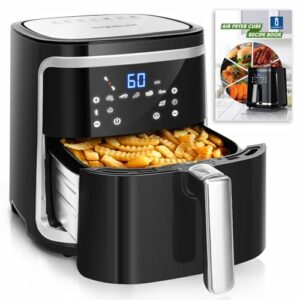 Aigostar Cube Heißluftfritteuse 7L XXL Friteuse Heissluft 1900 W Heissluftfriteuse, 7 Programmen, Warmhalten, 20 Rezepte, ohne Öl, für 6-10 Personen, Air Fryer mit Digitalem LED-Touchscreen, Schwarz