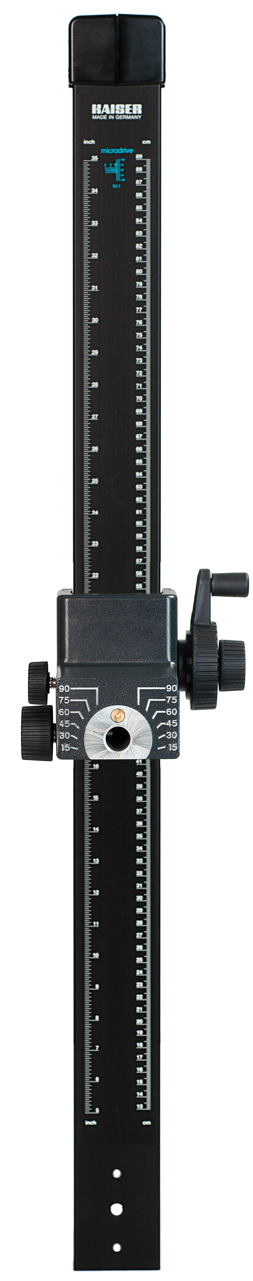 Führungssäule mit Haltearm, 1 m, mit Gewichtsausgleich, Zahnstange und Feintrieb