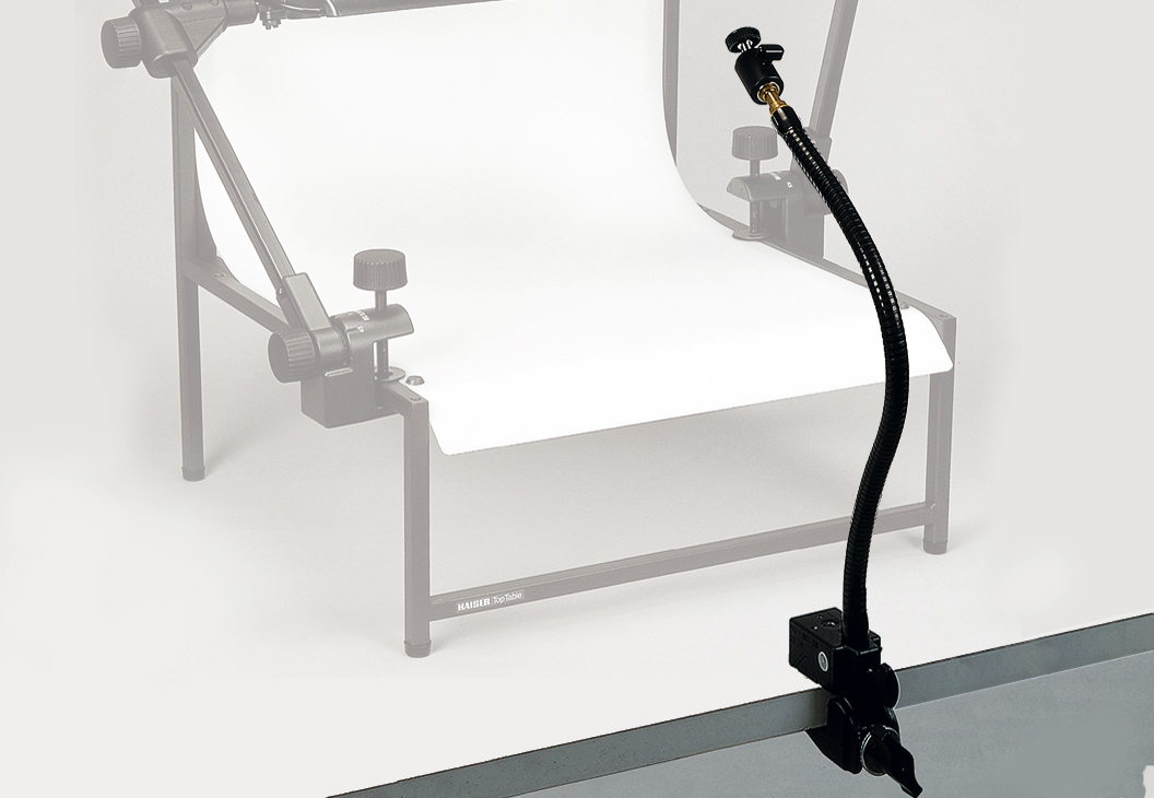 Klemmstativ, bestehend aus Biegearm 5039, Kugelgelenk 6018 und Universalklemme 5043