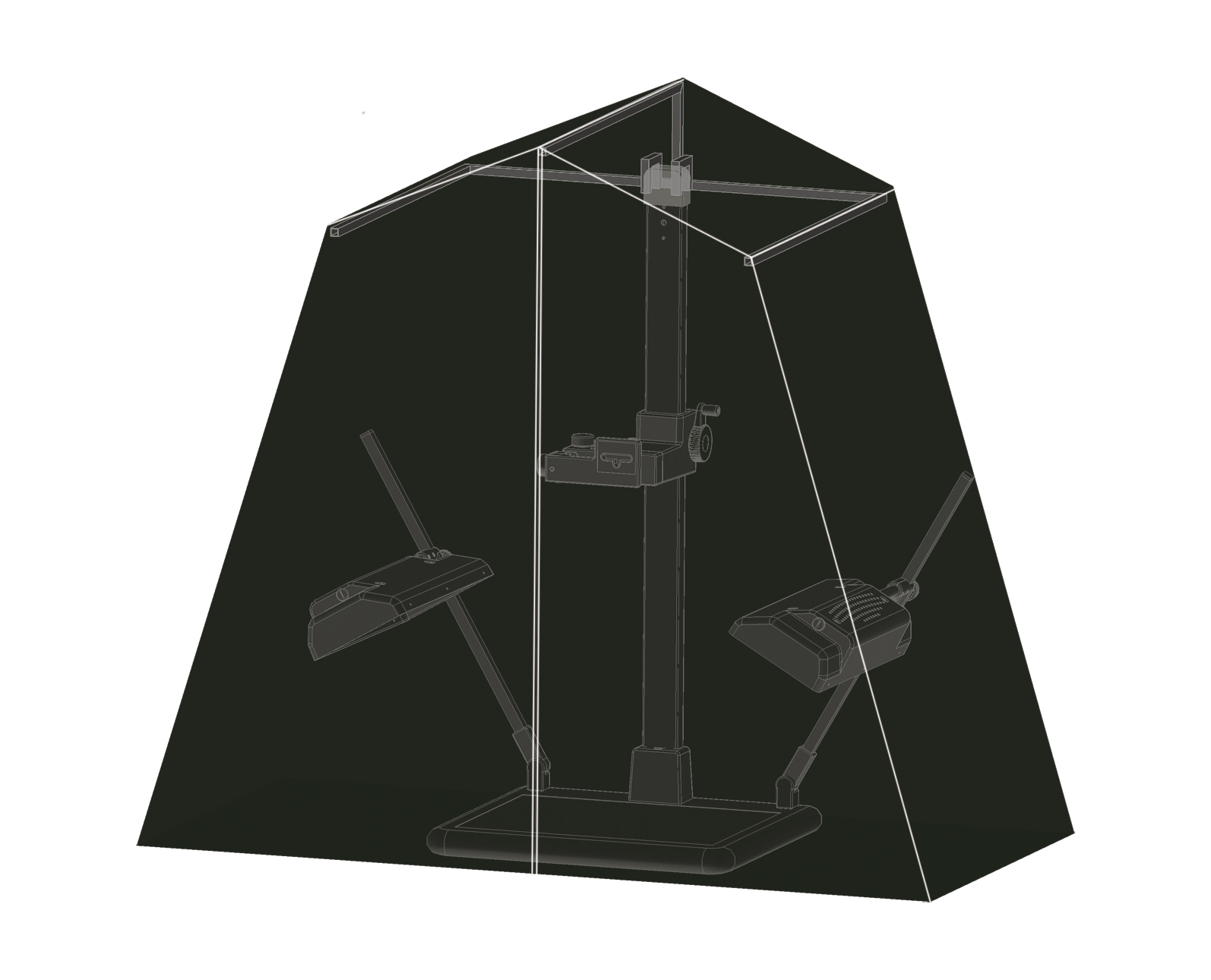 Fremdlichtschutz für R1-System und Copylizer: Rundum geschlossenes, schwarzes Lichtzelt mit Reißverschluss