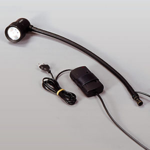 Halogenleuchte mit flexiblem Biegearm und 16 mm-Normzapfen zur Befestigung auf Stativen oder mit Kle$