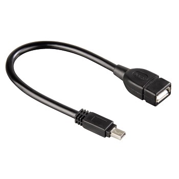 USB-2.0-Adapterkabel Mini-B-Stecker - A-Kupplung, Schwarz