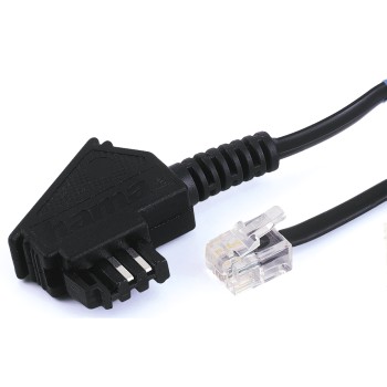 Telefonkabel, TAE-F-Stecker - Modular-Stecker 6p4c, 6 m, Schwarz