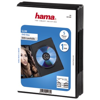 DVD-Leerhülle Slim, 5er-Pack, Schwarz