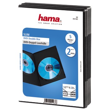 DVD-Doppel-Leerhülle Slim, 5er-Pack, Schwarz