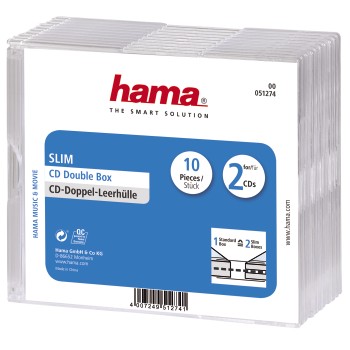 CD-Leerhülle Slim Double, 10er-Pack, Transparent