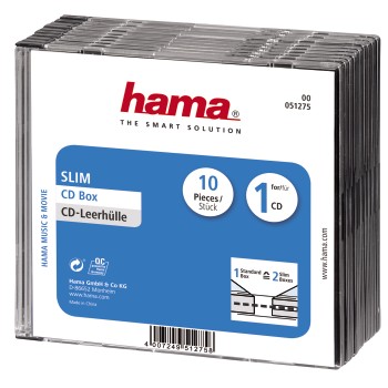 CD-Leerhülle Slim, 10er-Pack, Transparent/Schwarz