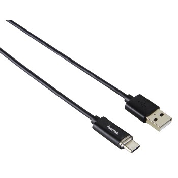 USB-Type-C-Kabel, mit LED-Anzeige, Schwarz, 1 m