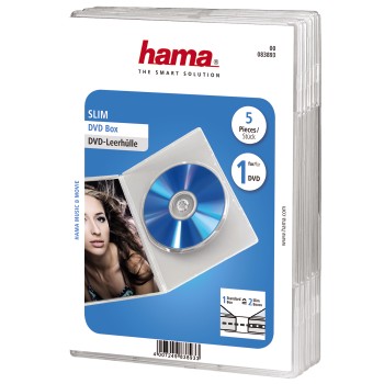 DVD-Leerhülle Slim, 5er-Pack, Transparent