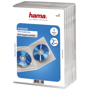 DVD-Doppel-Leerhülle Standard, 5er-Pack, Transparent