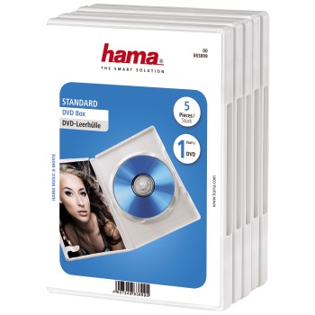 DVD-Leerhülle Standard, 5er-Pack, Weiß