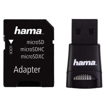 USB-2.0-Kartenleser + Adapter-Set, microSD, Schwarz