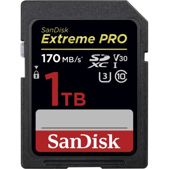 SDXC Extreme Pro 1TB, Video Speed Class V30, UHS Sp. Cl. U3, UHS-I, 170MB/s
